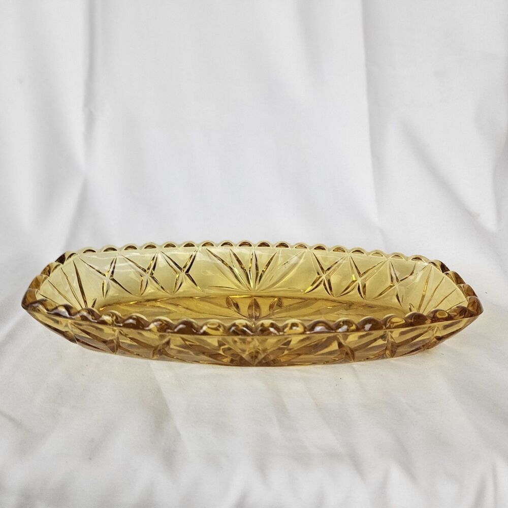 Vintage Hazel-Atlas Amber Relish Celery Dish‎ Glass 9.5" MCM